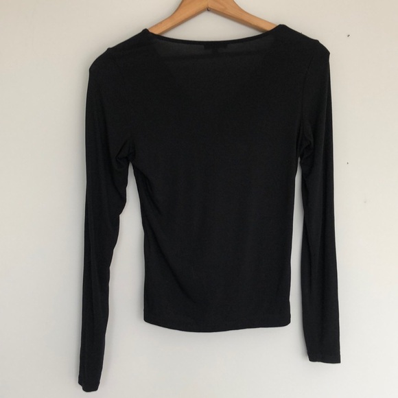 Basic Long Sleeve Black V Neck - Picture 3 of 4